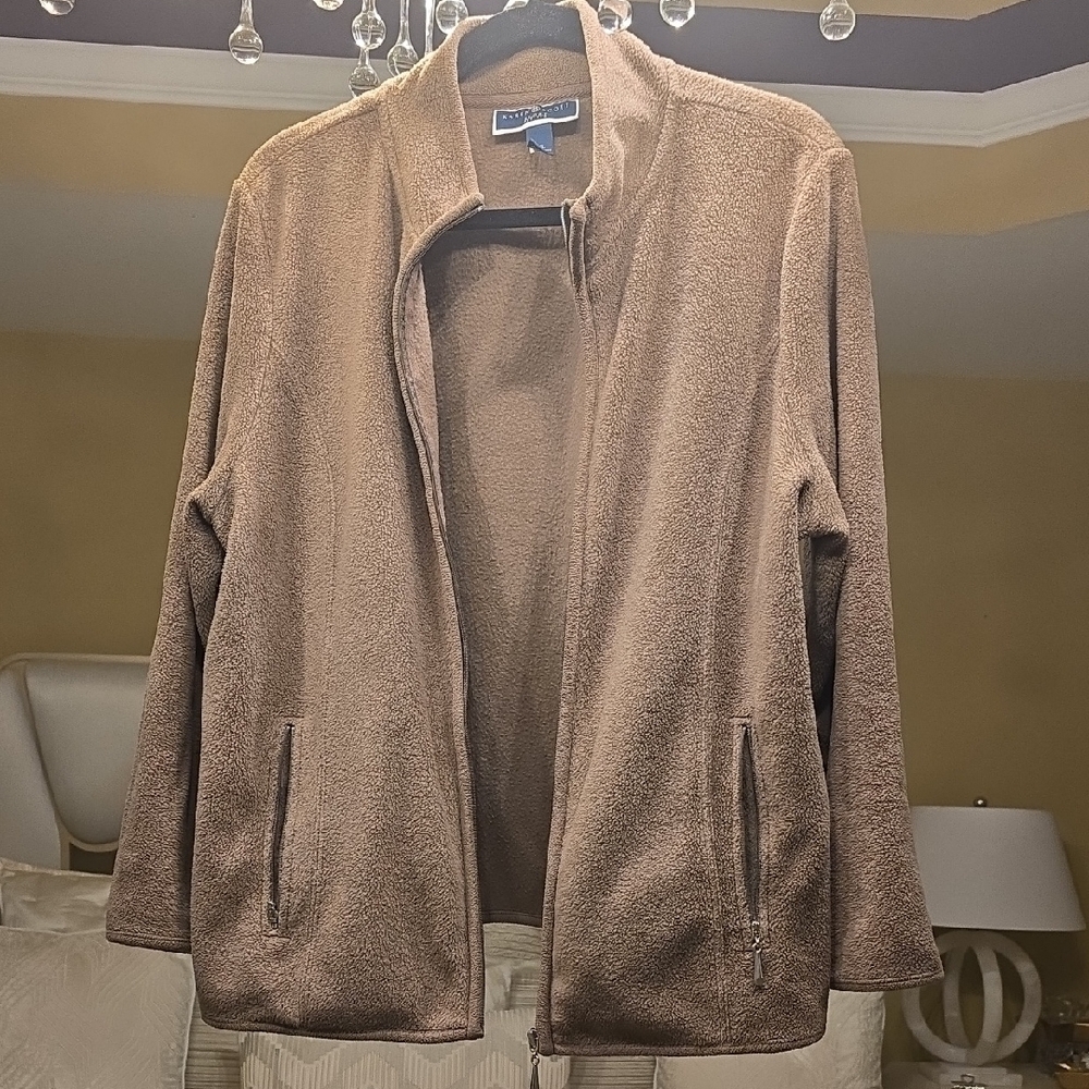 Karen Scott Brown Full-Zip Sweatshirt